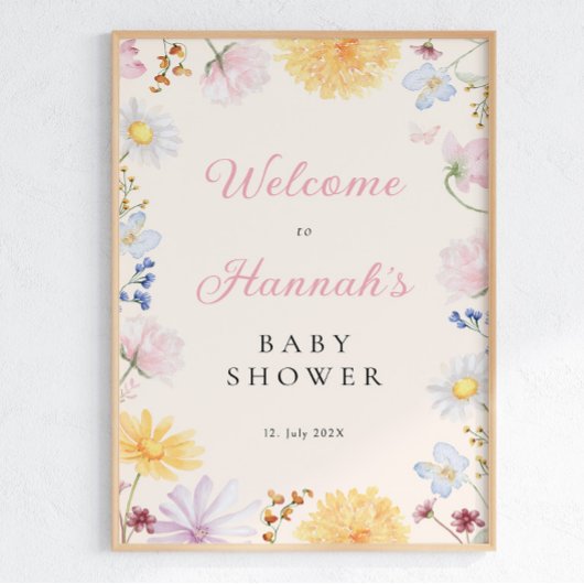 Wildflower Baby Shower Welcome Poster ポスター