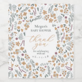 Wildflower Baby Shower Wine Bottle Label - Orange ワインラベル (シングルラベル)