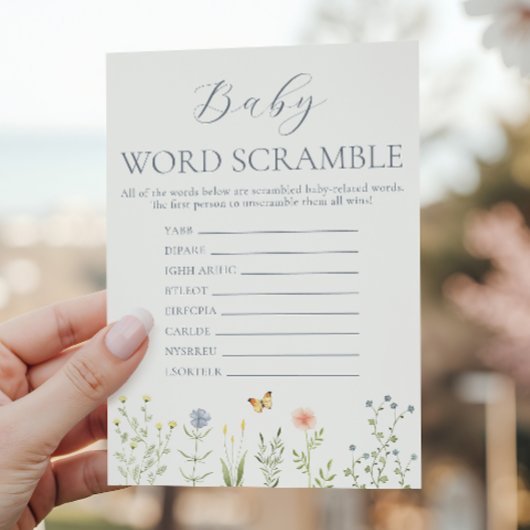 Wildflower Baby Word Scramble Baby Shower Game アドバイスカード