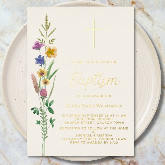 Wildflower Baptism  箔招待状