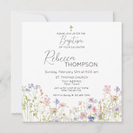 Wildflower Baptism Girl Invitation セーブザデート