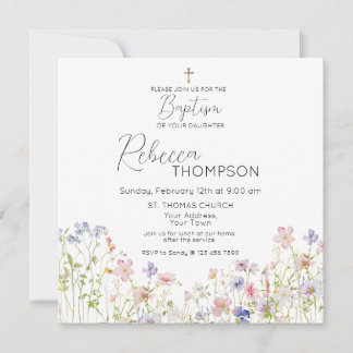 Wildflower Baptism Girl Invitation セーブザデート