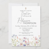 Wildflower Baptism Girl Invitation 招待状 (正面)