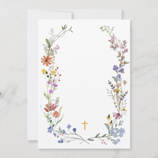Wildflower Baptism Invitation Template Christening 招待状 (裏面)