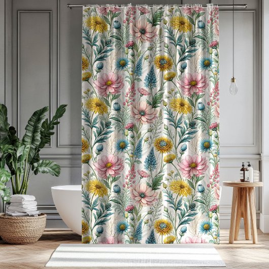 Wildflower Bath Curtain Celebrate Their Journey シャワーカーテン