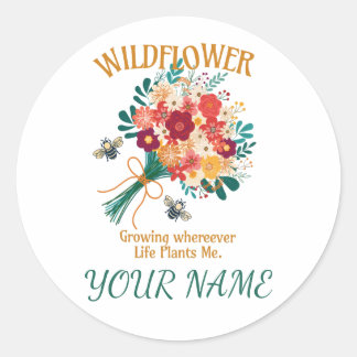 Wildflower Bee 私の人生を彩る場所で育つ ラウンドシール