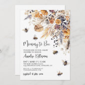 Wildflower Bee Baby Shower 招待状 (正面/裏面)