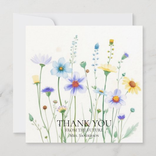 Wildflower Bee Bridal Shower Thank You Card サンキューカード (正面)