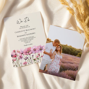 Wildflower Beigeモダン我々は写真の結婚ように 招待状