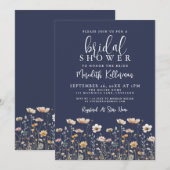 Wildflower Beige Bridal Shower 招待状 (正面/裏面)