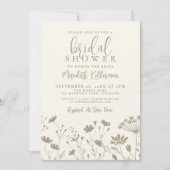 Wildflower Beige Ivory Bridal Shower 招待状 (正面)