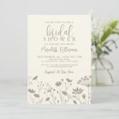 Wildflower Beige Ivory Bridal Shower 招待状 (スタンド正面)
