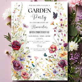 Wildflower Birthday Invitation Garden Party Invite 招待状