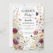 Wildflower Birthday Invitation Garden Party Invite 招待状 (正面)