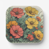 Wildflower Birthday or Shower  ペーパープレート (正面)