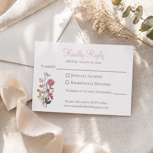 Wildflower Birthday Party 出欠カード