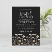 Wildflower Black Elegant Bridal Shower 招待状 (スタンド正面)