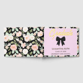 Wildflower Black Gingham Bow Graduation Party ゲストブック (全面)