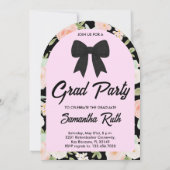 Wildflower Black Gingham Bow Photo Graduation 招待状 (裏面)