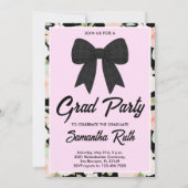 Wildflower Black Gingham Bow Photo Graduation 招待状 (裏面)