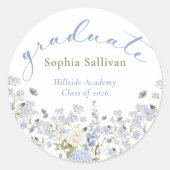 Wildflower Bloom Graduation Party ラウンドシール (正面)