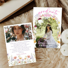 Wildflower Bloom Graduation  Party Thank You Card サンキューカード