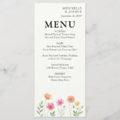Wildflower Bloom Pink Orange Floral Wedding Menu メニュー (正面)