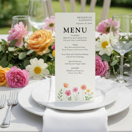 Wildflower Bloom Pink Orange Floral Wedding Menu メニュー