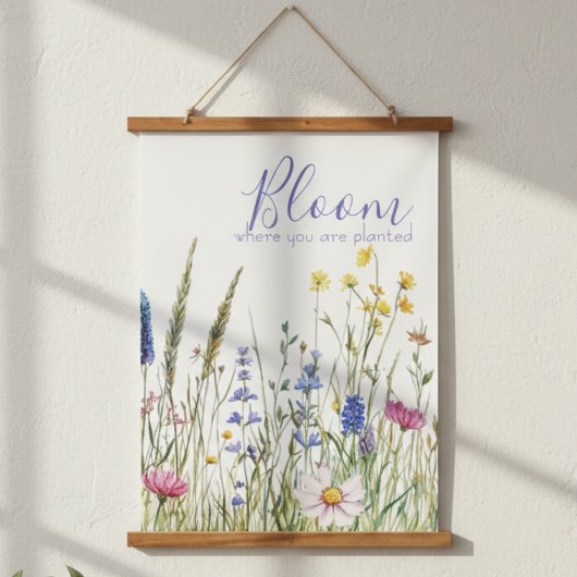 Wildflower Bloom Quote – Inspiring Wall Art Gift 吊り下げ型タペストリー