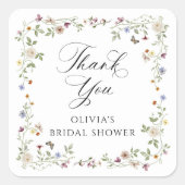 Wildflower Bloom Vintage Floral Bridal Shower スクエアシール (正面)