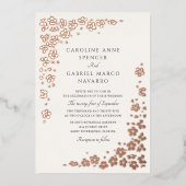 Wildflower Blossom Petals Garden Wedding 箔招待状 (正面)