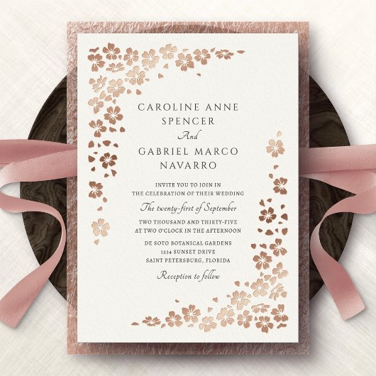 Wildflower Blossom Petals Garden Wedding 箔招待状
