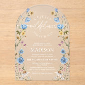 Wildflower Blue Baby Shower  アクリル招待状 (正面)