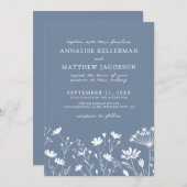 Wildflower Blue Wedding 招待状 (正面/裏面)