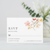 Wildflower Blush フラワーガーデン ウェディング RSVP カード (スタンド正面)