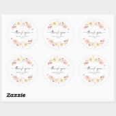 Wildflower Blush Floral ウェディングサンクス ラウンドシール (シート)