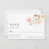 Wildflower Blush Floral Garden Wedding RSVP Cards (正面)