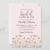 Wildflower Blush Pink Bridal Shower 招待状 (正面)