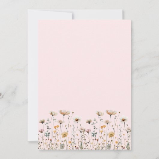 Wildflower Blush Pink Bridal Shower 招待状 (裏面)