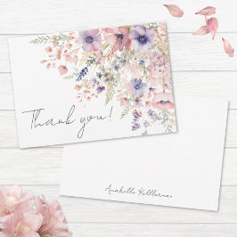 Wildflower Blush Pink Purple Floral サンキューカード