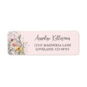 Wildflower Blush Pink Return Address ラベル (正面)