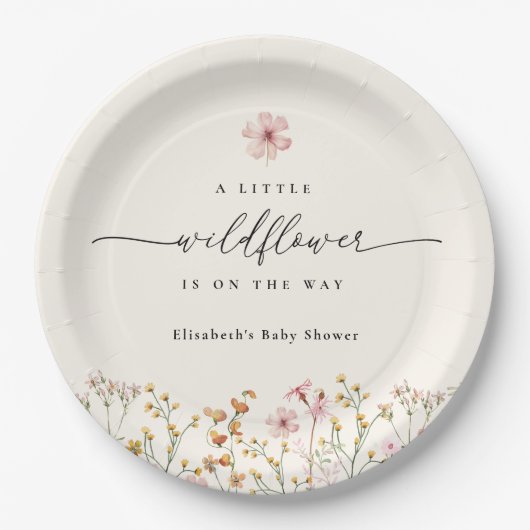 Wildflower Boho Baby Shower ペーパープレート (正面)