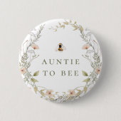  Wildflower Boho Bee Baby Shower Auntie To Be 缶バッジ (正面)