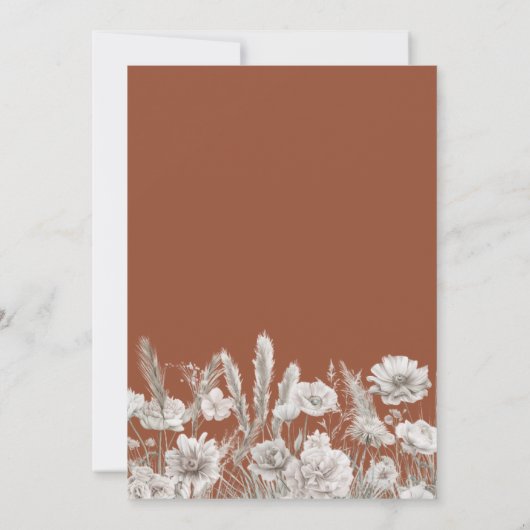 Wildflower Boho Burnt Orange Wedding 招待状 (裏面)