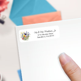 Wildflower Boho Chic Wedding Return Address ラベル