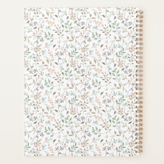 Wildflower Boho Custom Custom Name プランナー手帳 (裏面)