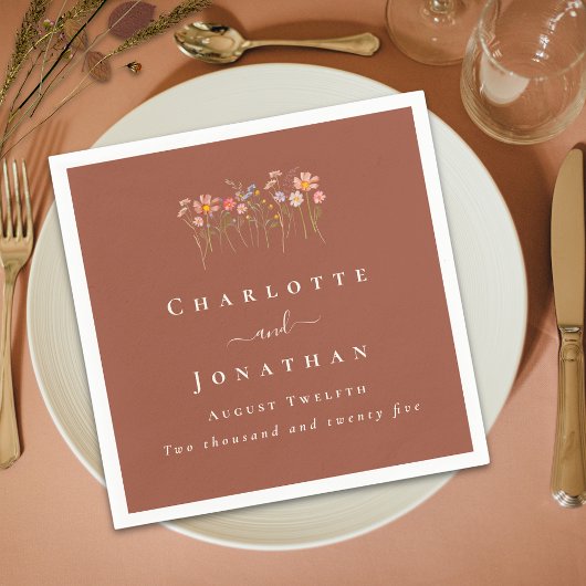 Wildflower Boho Fall Floral Custom Wedding スタンダードカクテルナプキン