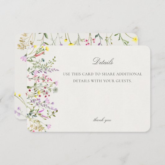 Wildflower Boho Floral Event Details Insert エンクロージャーカード (正面/裏面)