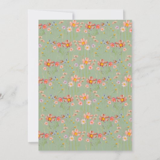 Wildflower Boho Floral Fall Sage Green 招待状 (裏面)