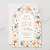 Wildflower Boho Floral Garden Wedding Arch Photo 招待状 (正面)